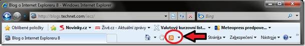 Práce s RSS kanály v aplikaci IE 8