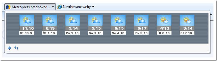 Oblast Web Slice "Meteopress předpověď"