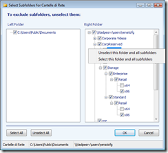 SyncToy: selezione sottocartelle