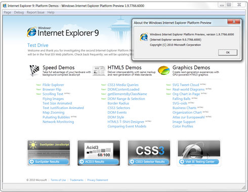 Internet Explorer 9 Platform Preview