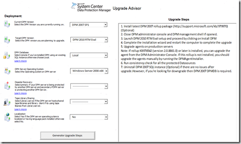 DPM upgrade advisor