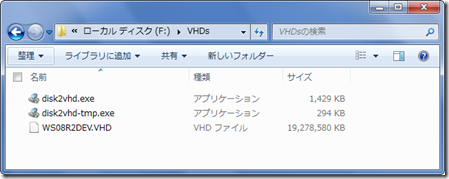 disk2vhdによって作成されたVHD