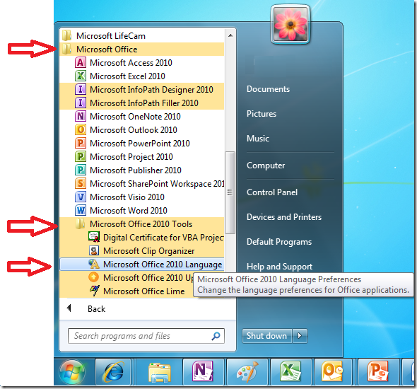 You can access Language Preferences through the Start Menu
