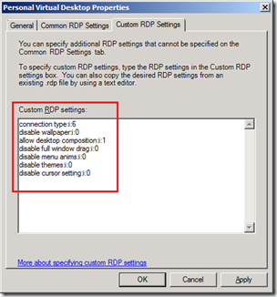 Custom RDP Settings