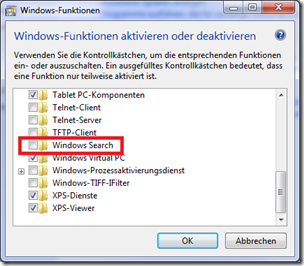 windows komponenten - search