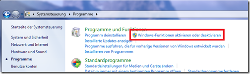 windows komponenten hinzufügen