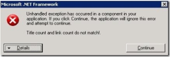 Unhandled Exception: Title count and link count do not match!