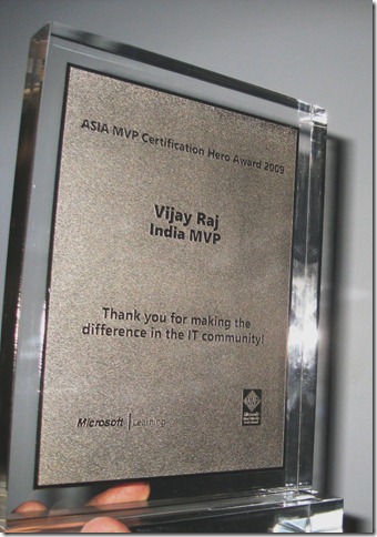 Asia MVP Certification Hero Award 2009