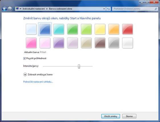 Zmenit barvu okna nebo zvukové schéma je snadné.